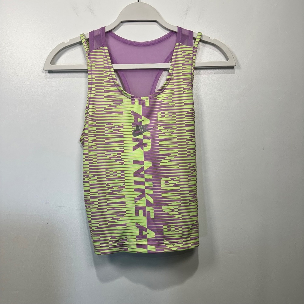 Nike Dri-FIT Running Tank Top Women's Medium Purple Green Athletic Sleeveless‎